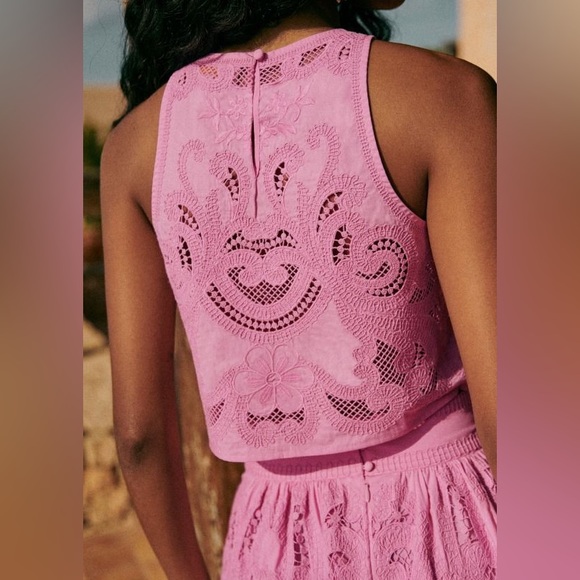 Sezane Uanna Top Lilac Organic Cotton Embroidered Size 40 US 8 NWT - Picture 2 of 11